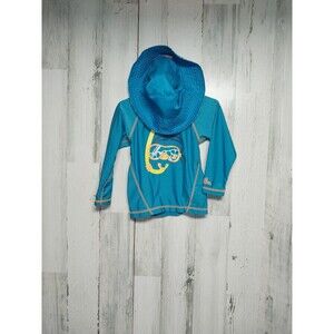 UV Skinz Boys Size 4T Blue Swim Shirt With Matching Hat UPF 50+